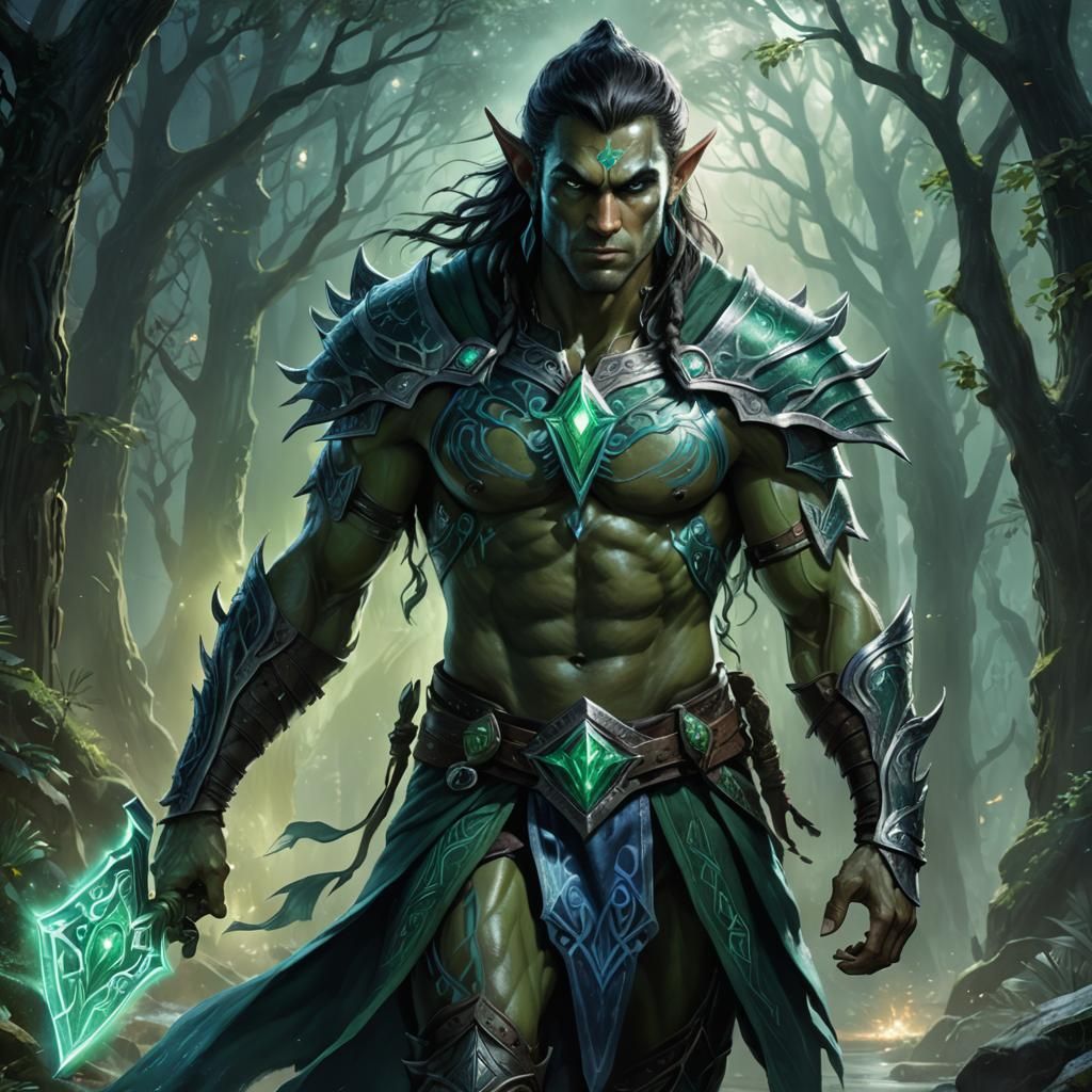 Imposing Elf Warrior Concept Art in Moonlight