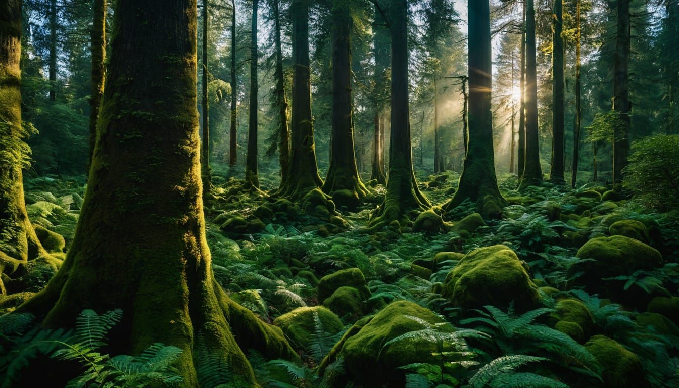 Majestic Ancient Forest Landscape in Earth Tones