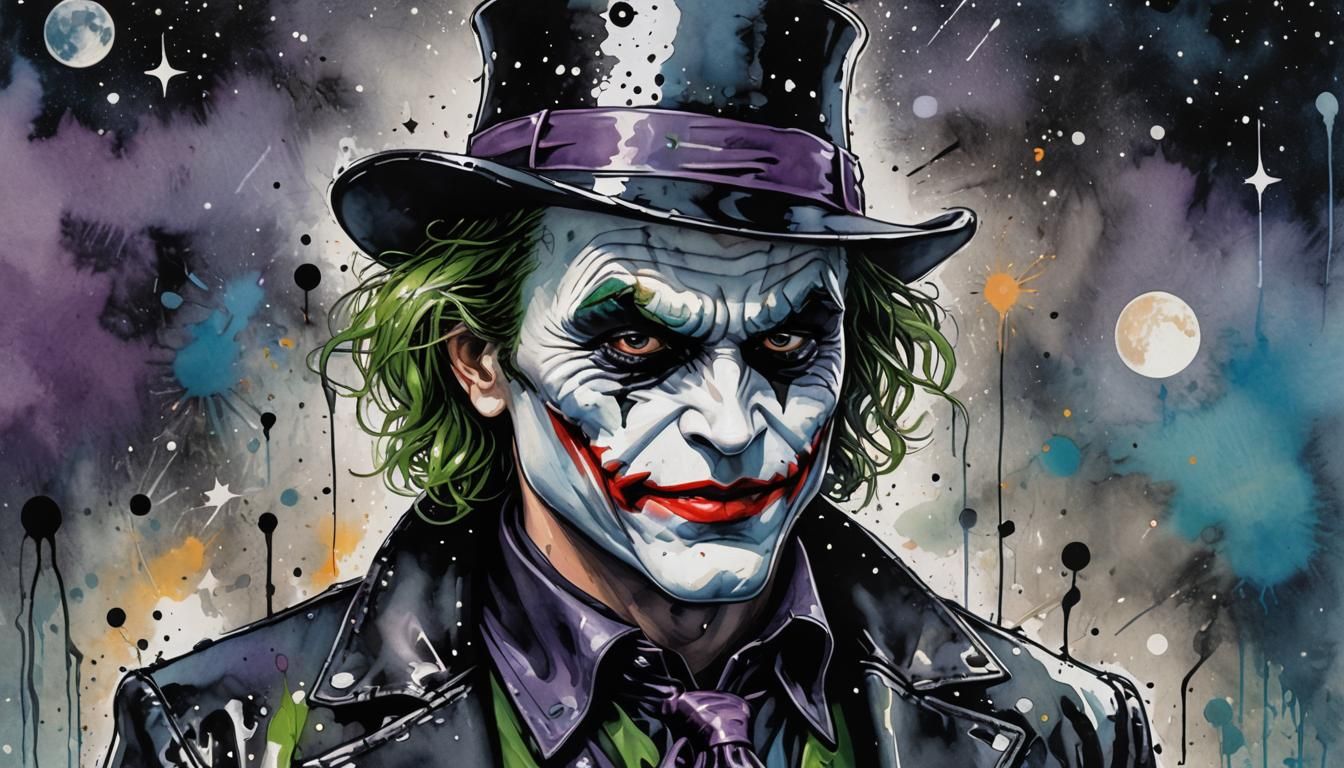 The Joker in Pop Art Style with Watercolor Textures