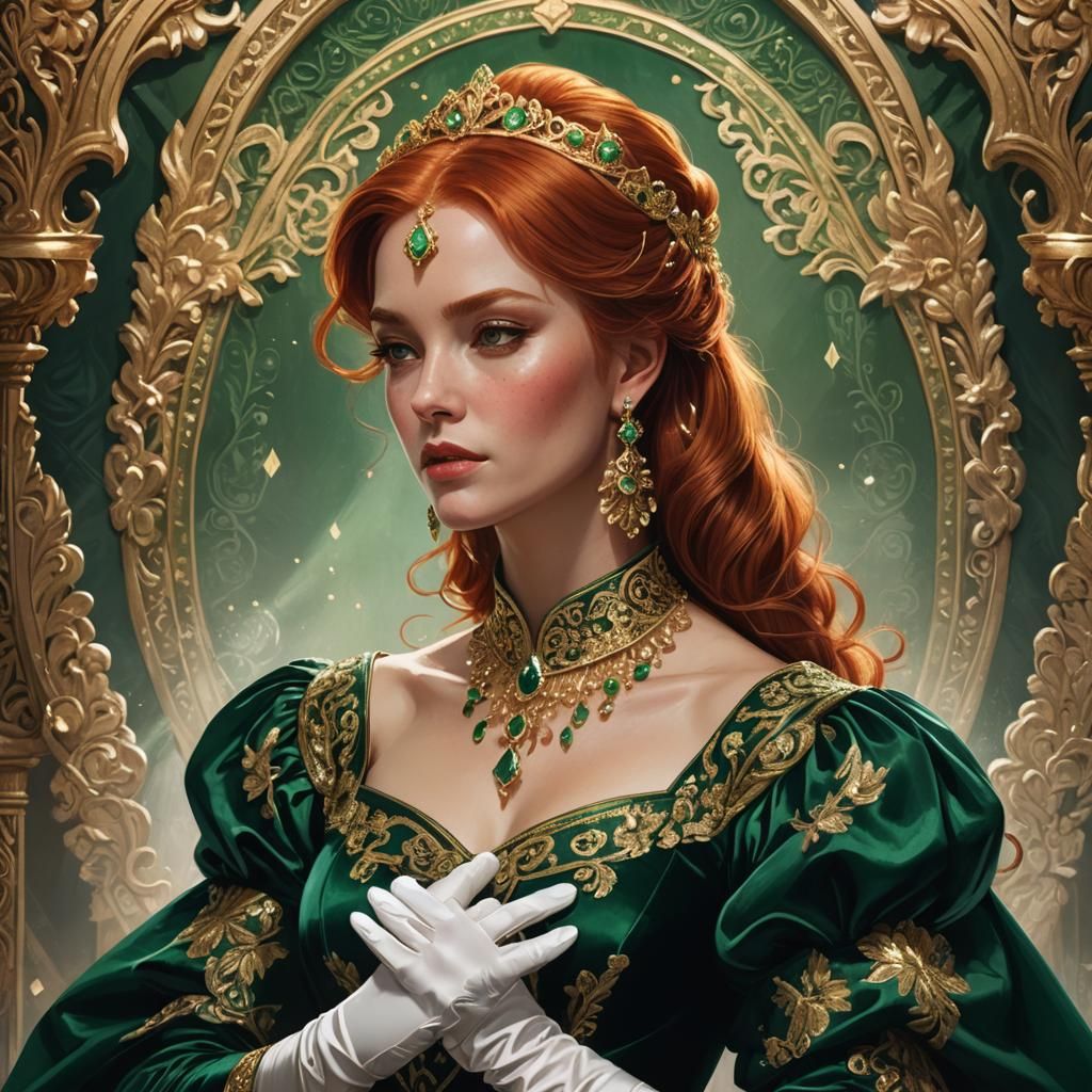 Woman in Emerald Gown: Fantasy Concept Art
