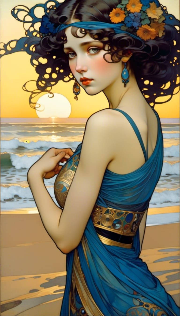 <lora:Art Nouveau:1.0>_detailed_beautiful_gypsy_girl with bl...