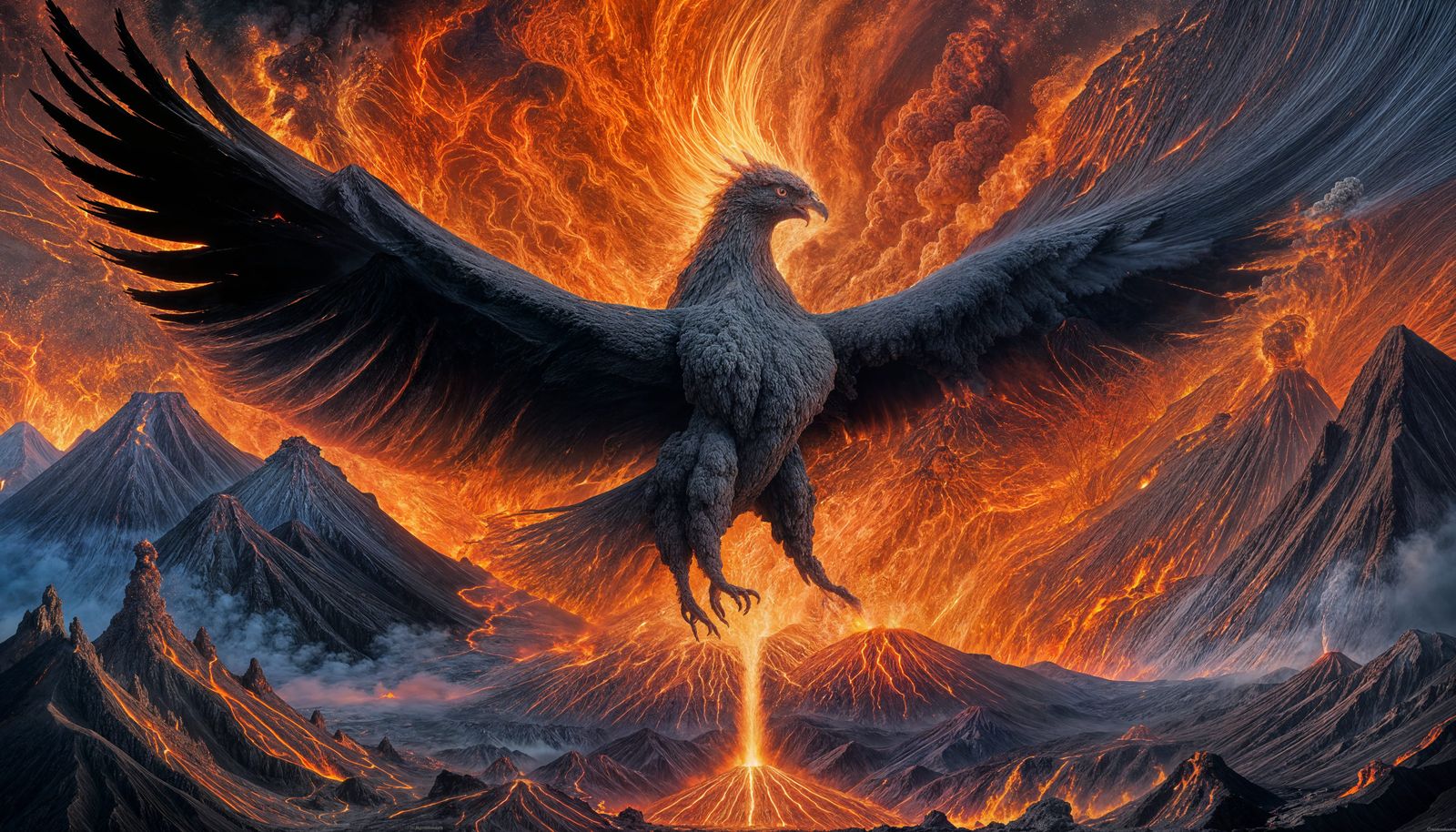 Volcano Eruption: Phoenix Rising from Fire