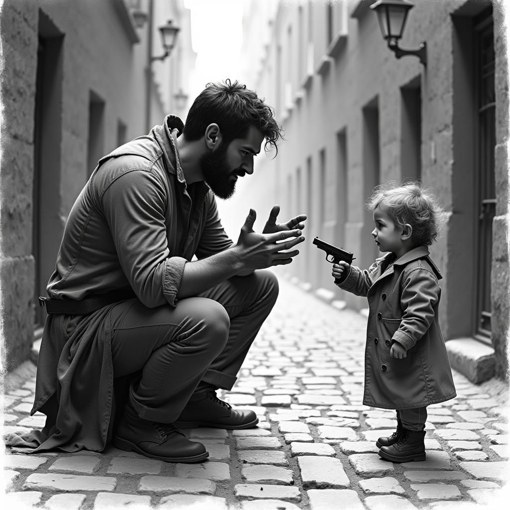 Desperate Plea: Charcoal Drawing in Renaissance Style