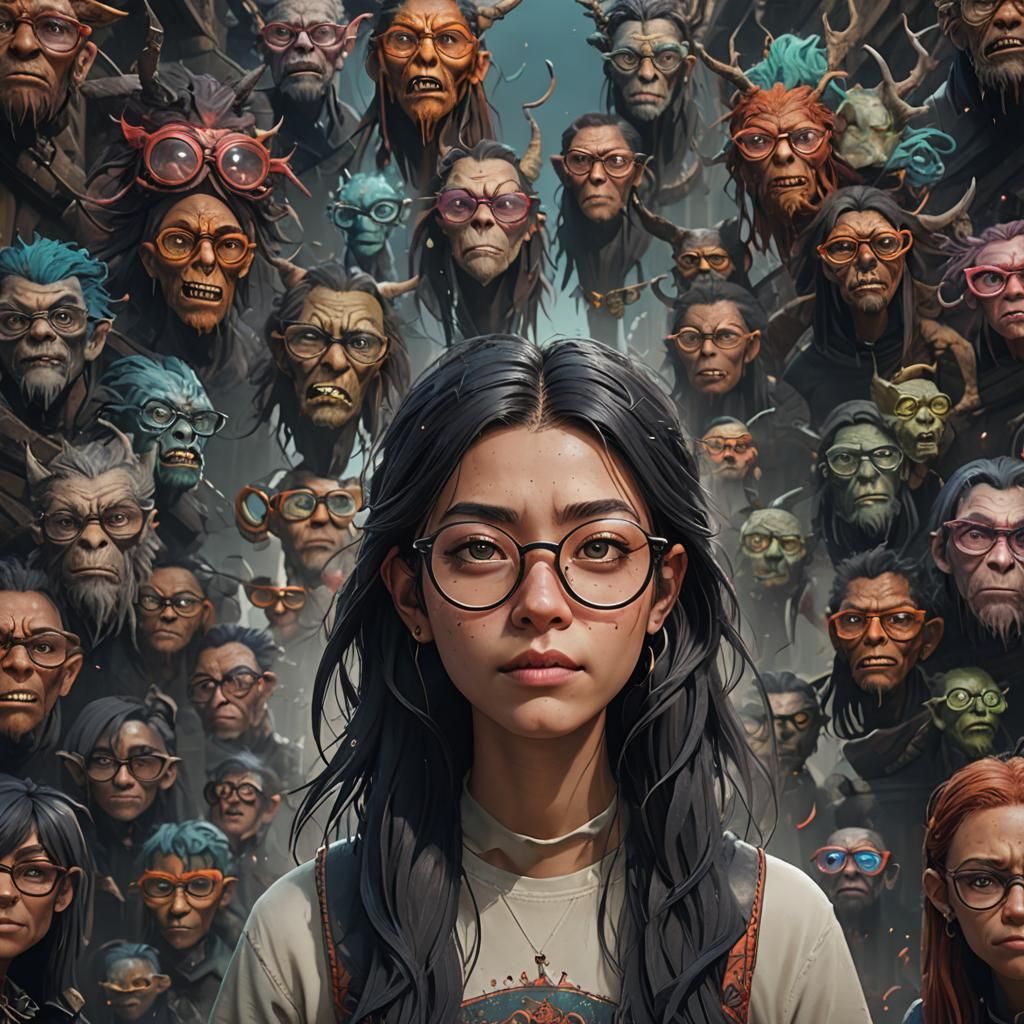 Ugly Girl with Glasses: Detailed Matte Painting
