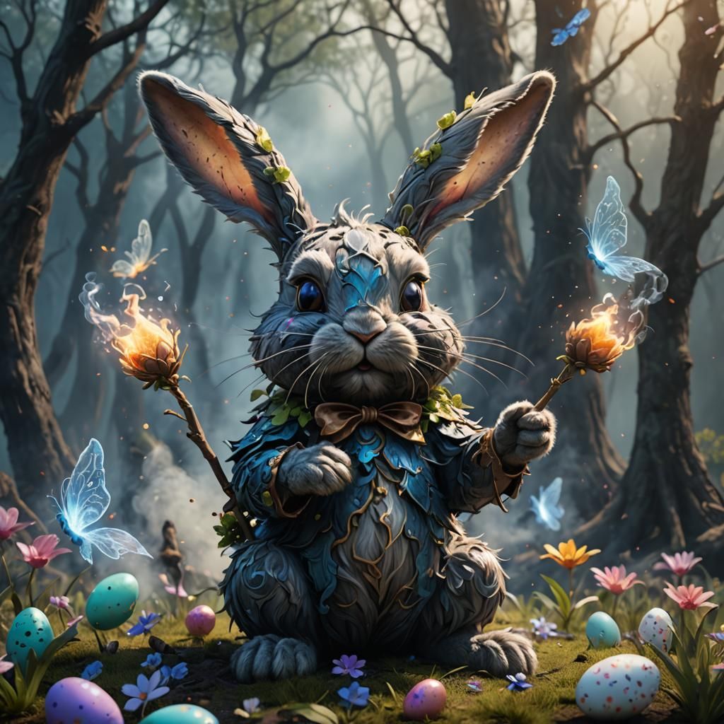 Smokey Fairy Easter Bunny: Detailed Matte Painting