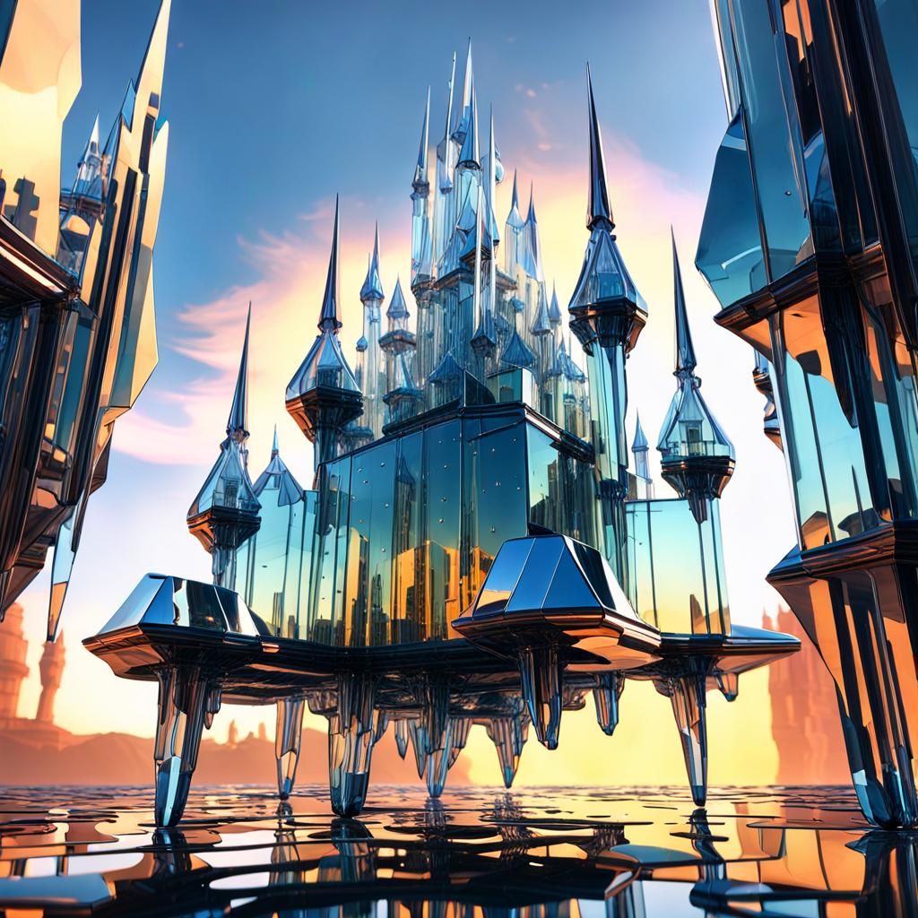 Glass Castle Floating in Vaporous Skies: Conceptual Art