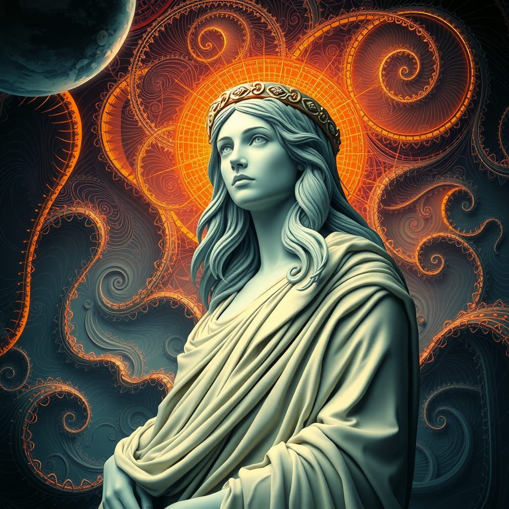 Athena in Mystical Abstract Digital Art
