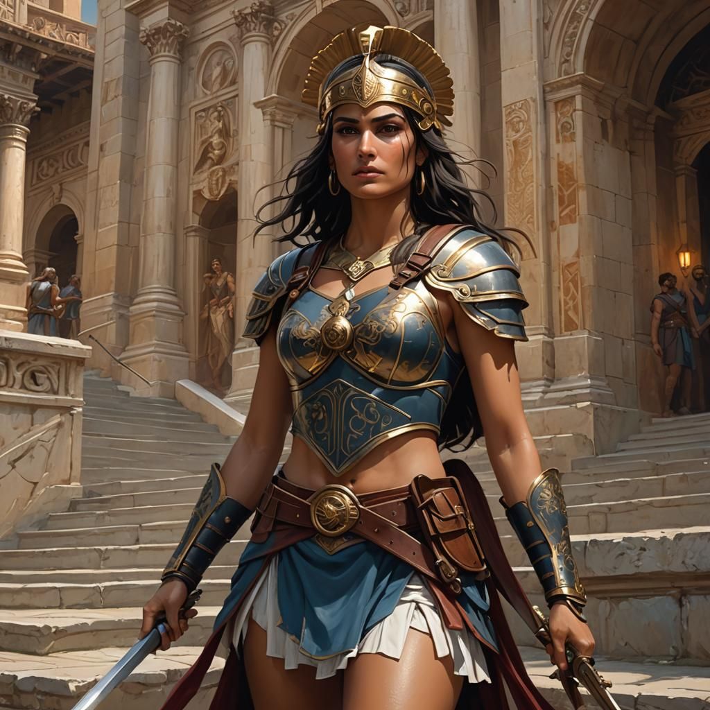 Morena Baccarin as Roman Legionary, Hyperdetailed Digital Ar...