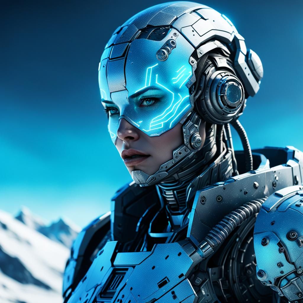 Cyberpunk Android on Frozen Planet in 3D