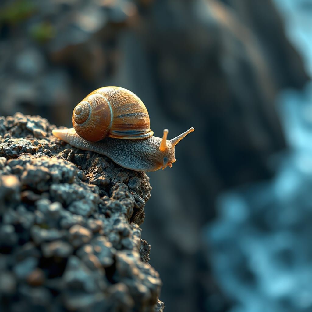 Snail Contemplates Cliff Edge: Professional Photography