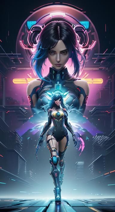 Nintendo Switch Girl in Anime Cyberpunk Style