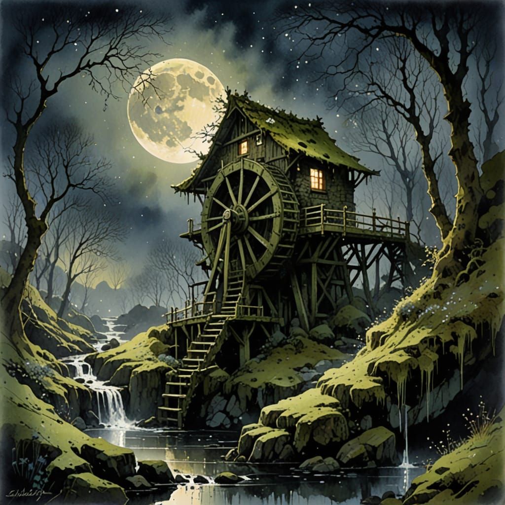 Grimdark Waterwheel in Decaying World