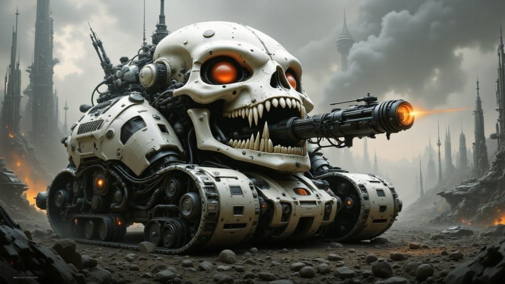 Alien Attack Vehicle in Futuristic Cityscape