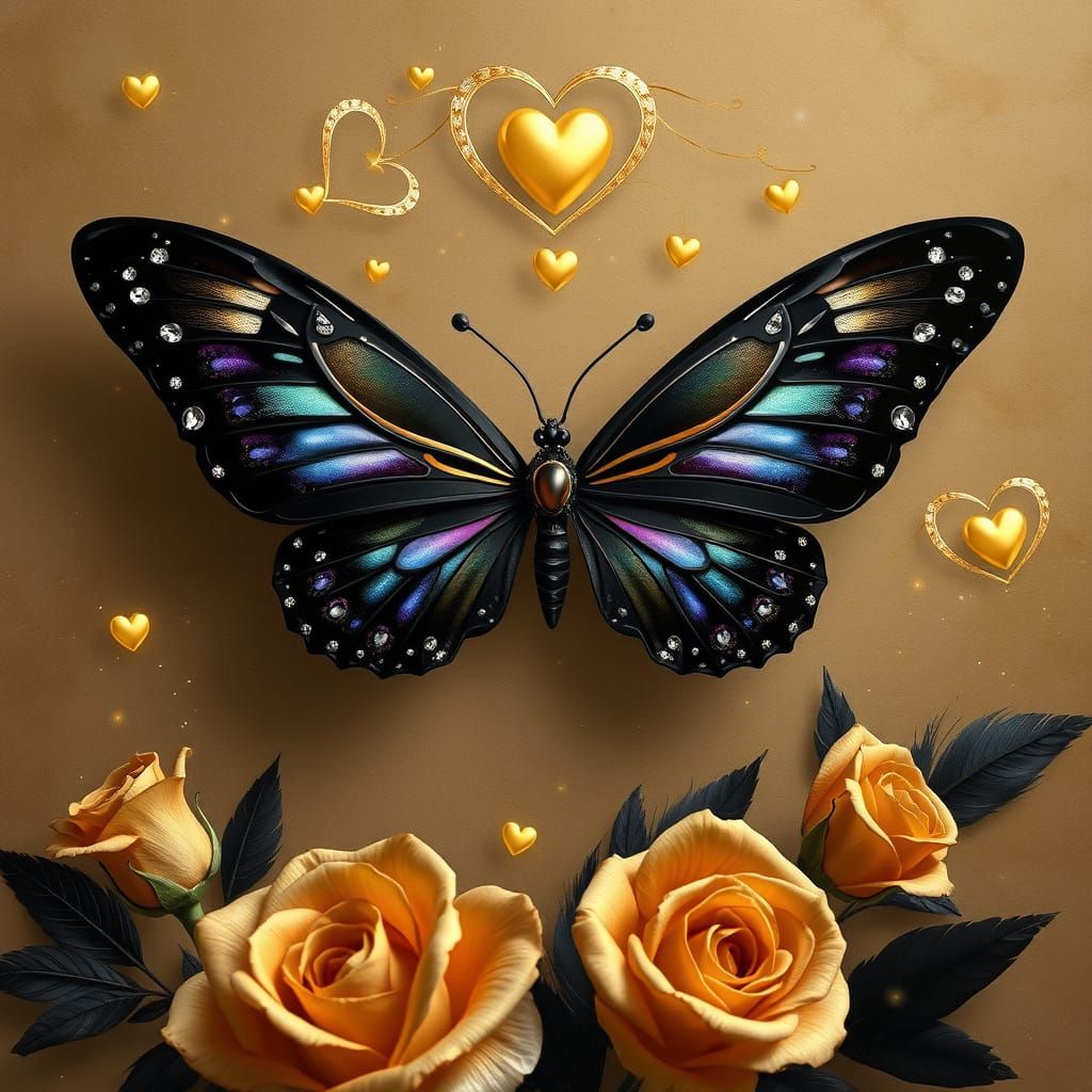 Regal Butterfly with Iridescent Wings and Glittering Jewels ...