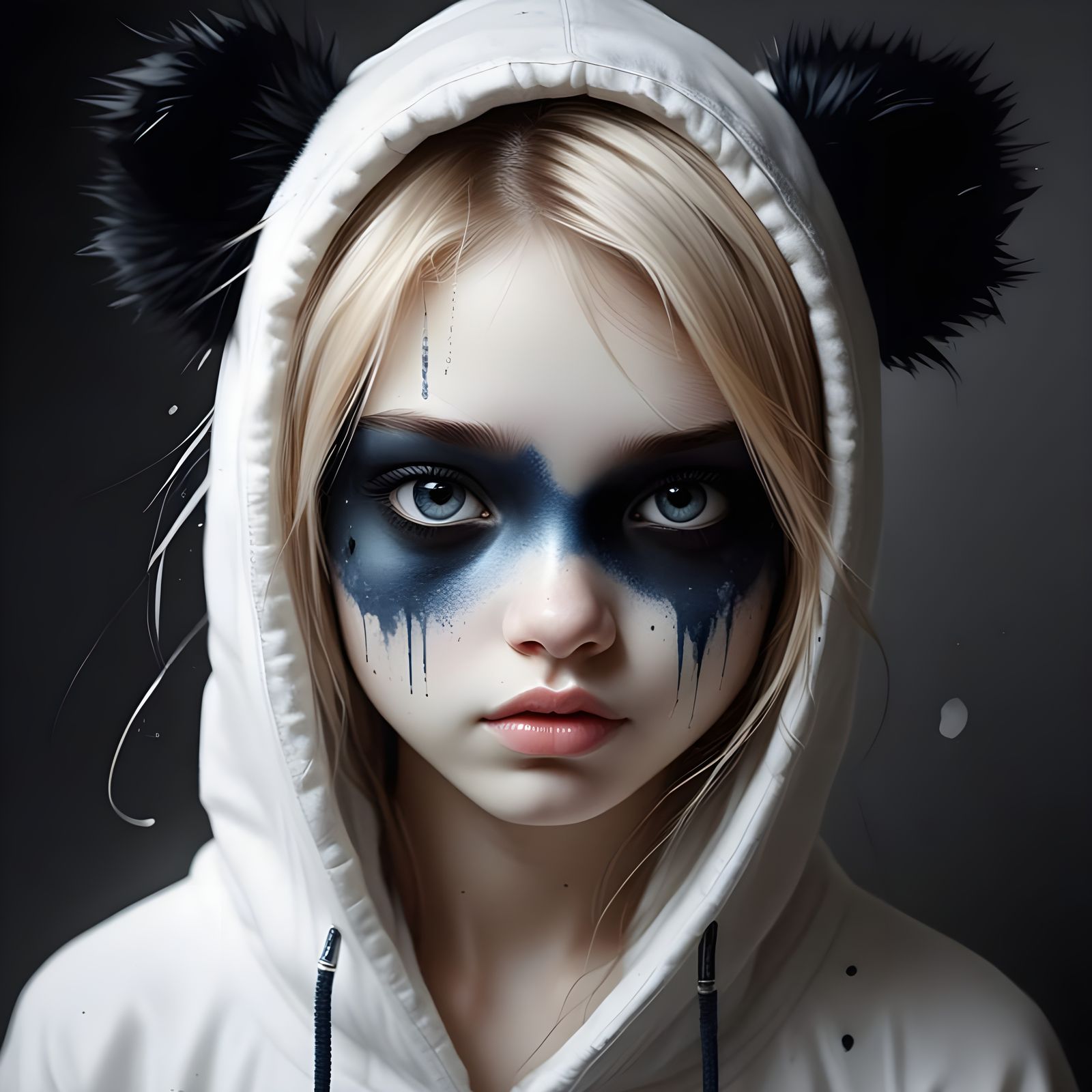Whimsical Watercolor Portrait of a Panda Girl