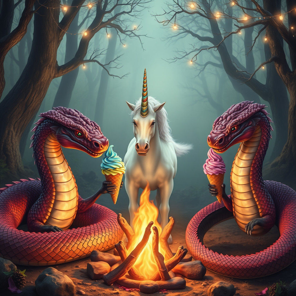 Enchanted Bonfire: Serpents and Unicorn Feast