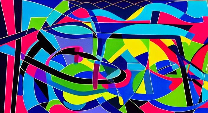 Cubist River: Symbols Float in Geometric Graphic Score