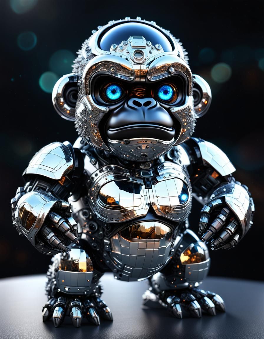 Robotic Gorilla in Volcanic Hyperspace, Mirrored Reflections