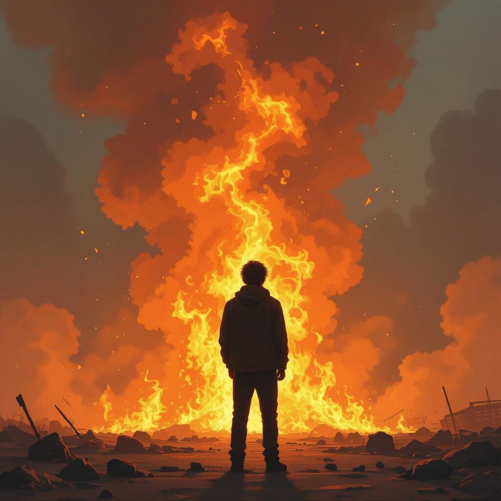 Blazing Inferno in Digital Painting Style