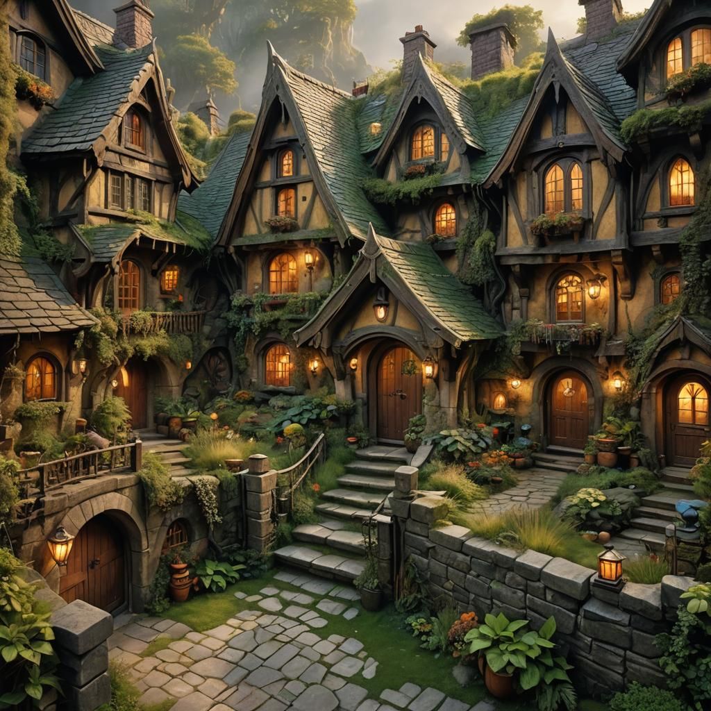 A Hobbit themed brownstone rowhouse.