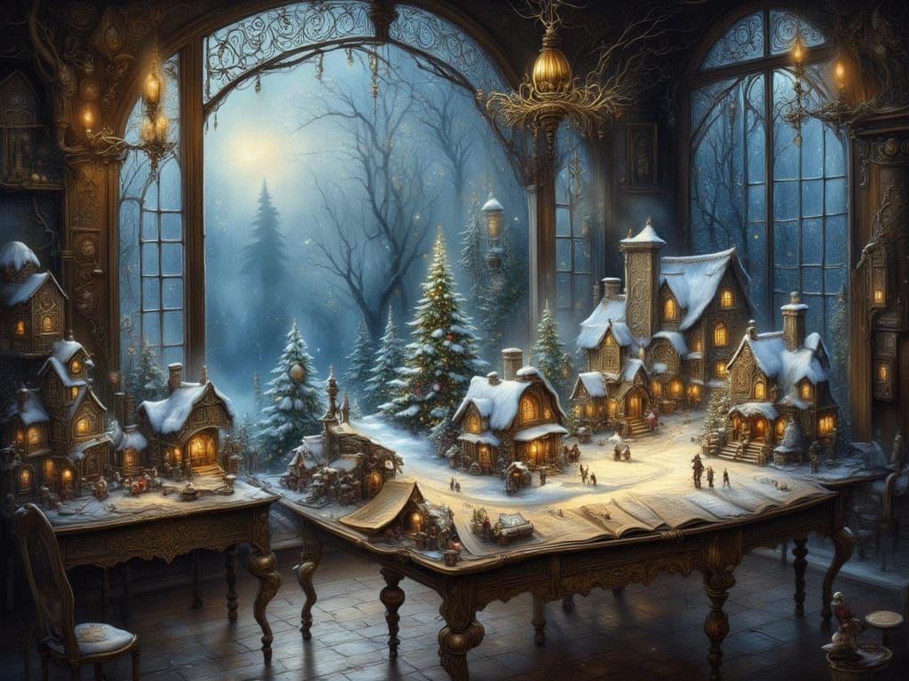 Mystical Christmas Village Emerges From Antique Table