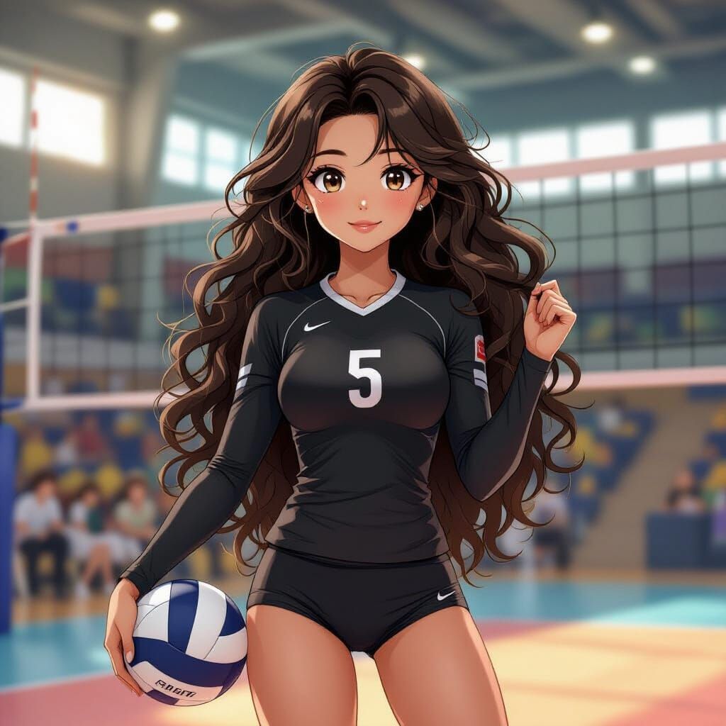 Anime Volleyball Player in 3D Cartoon Style