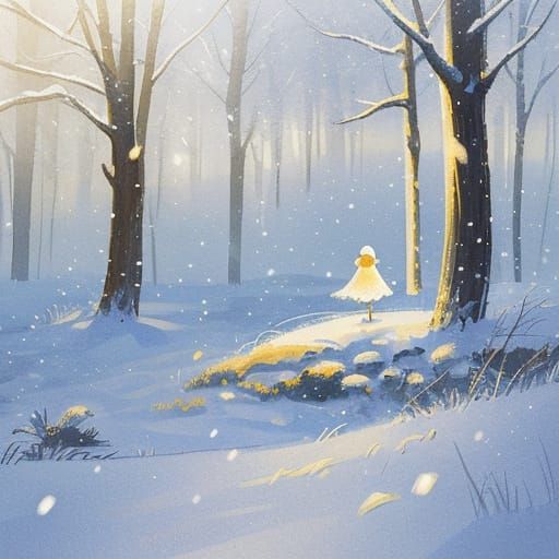 Dreamy Snowy Landscape in Impressionist Style