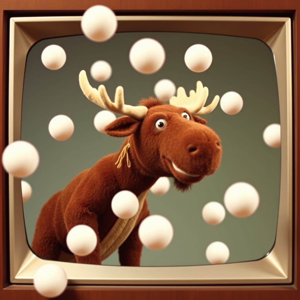 Captain Kangaroo's Puppet Moose in 1970s TV Still