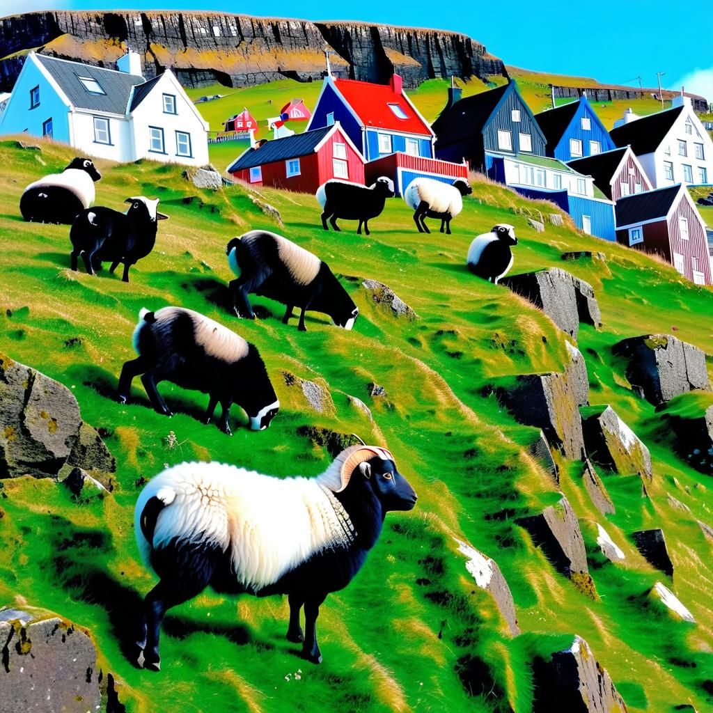 Faroese sheep at Tórshavn, Faroes 🇫🇴