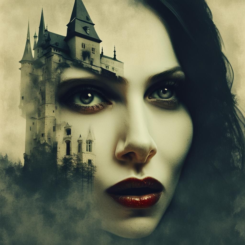 Vampire Double Exposure Portrait in Andreas Lie Style