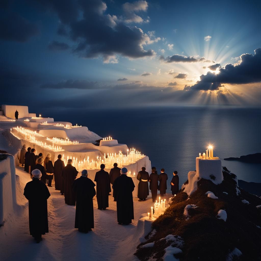 Greek Easter Epitaph Procession at Night