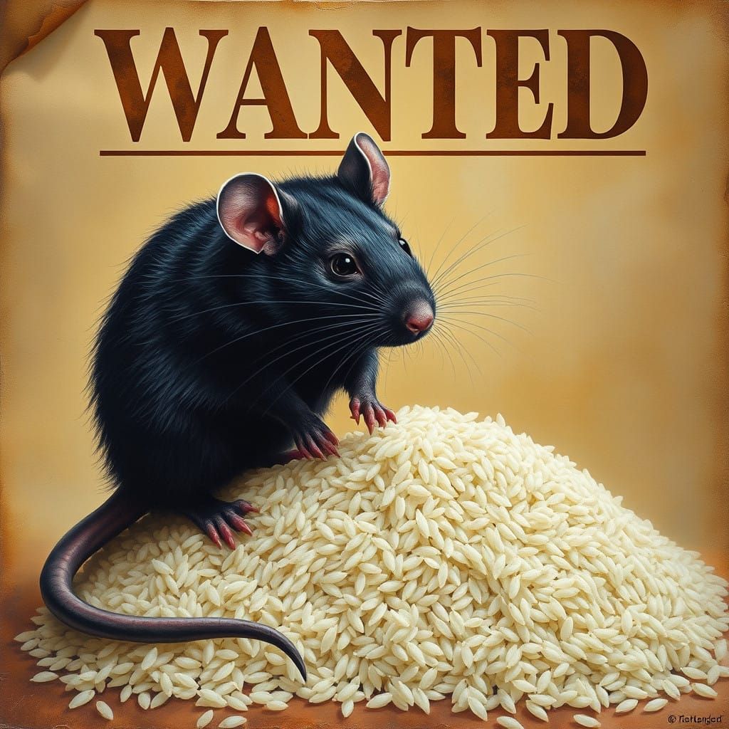 Majestic Black Rat on Golden Parchment