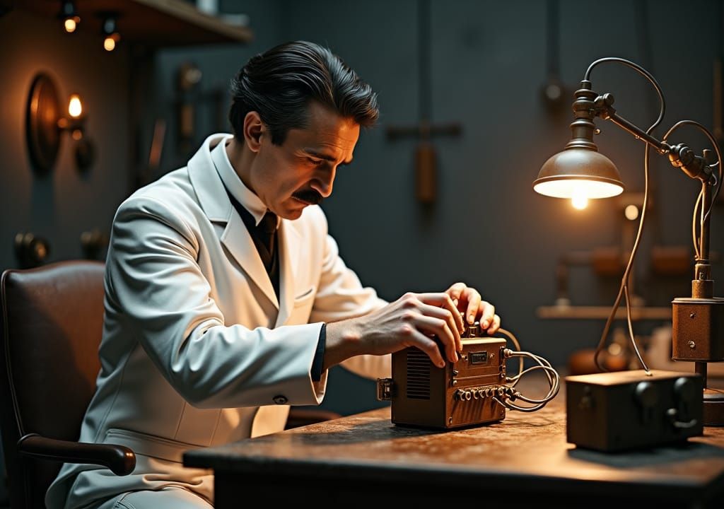 Tesla Assembles a Pulse Generator: Hyperrealistic Movie Stil...