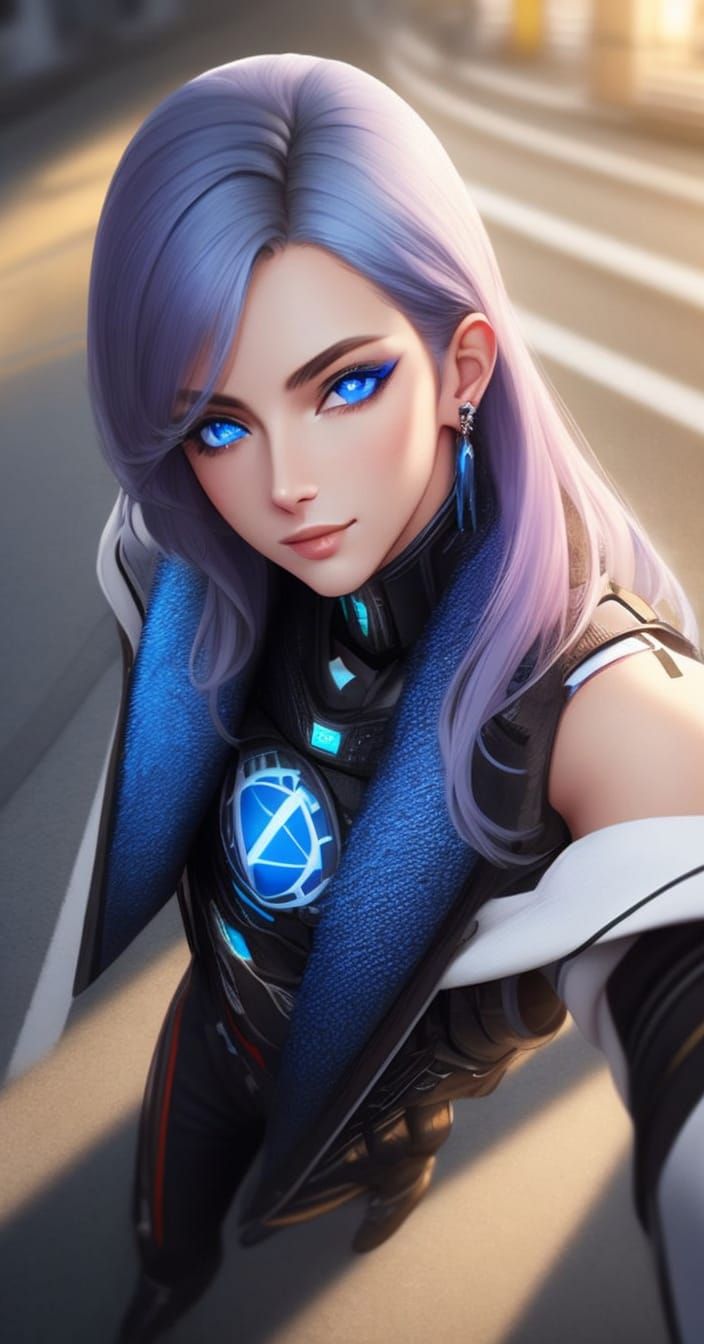 Futuristic Cyborg Woman Portrait