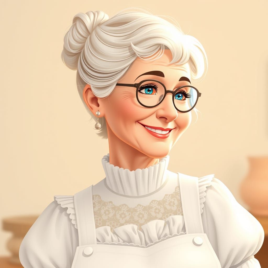 Whimsical Woman in Elegant Apron