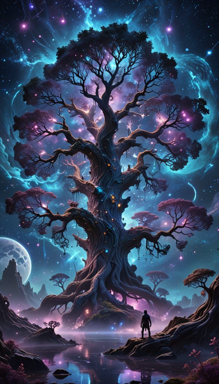 Cosmic Tree of Galaxies with Bioluminescent Creatures