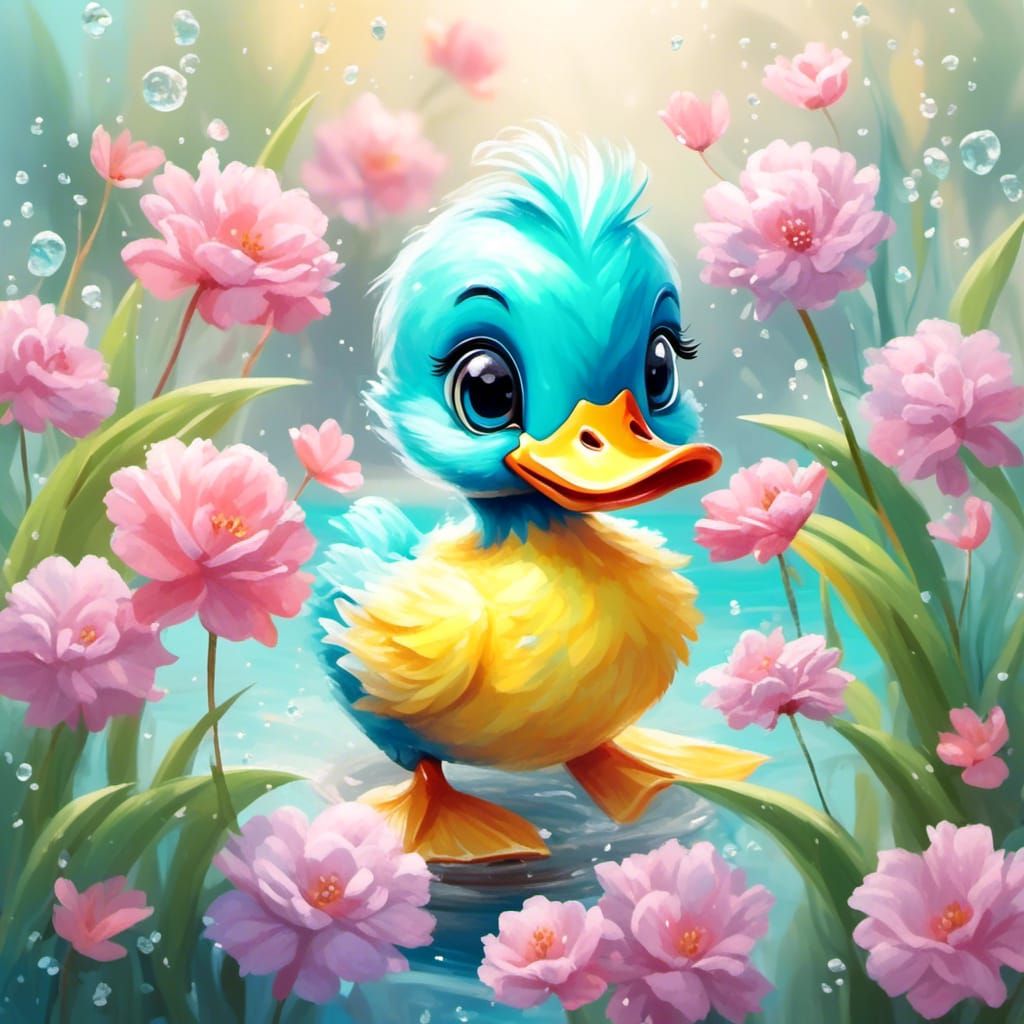 Pastel Ducklings for Easter with Airbrush Background