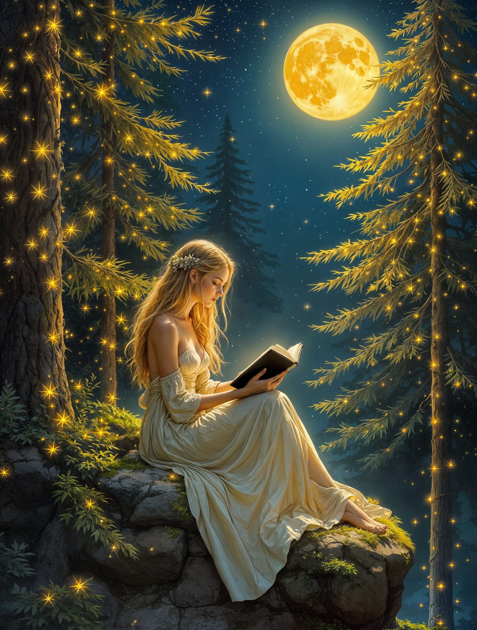 Whispers of Moonlit Wisdom in an Enchanted Forest