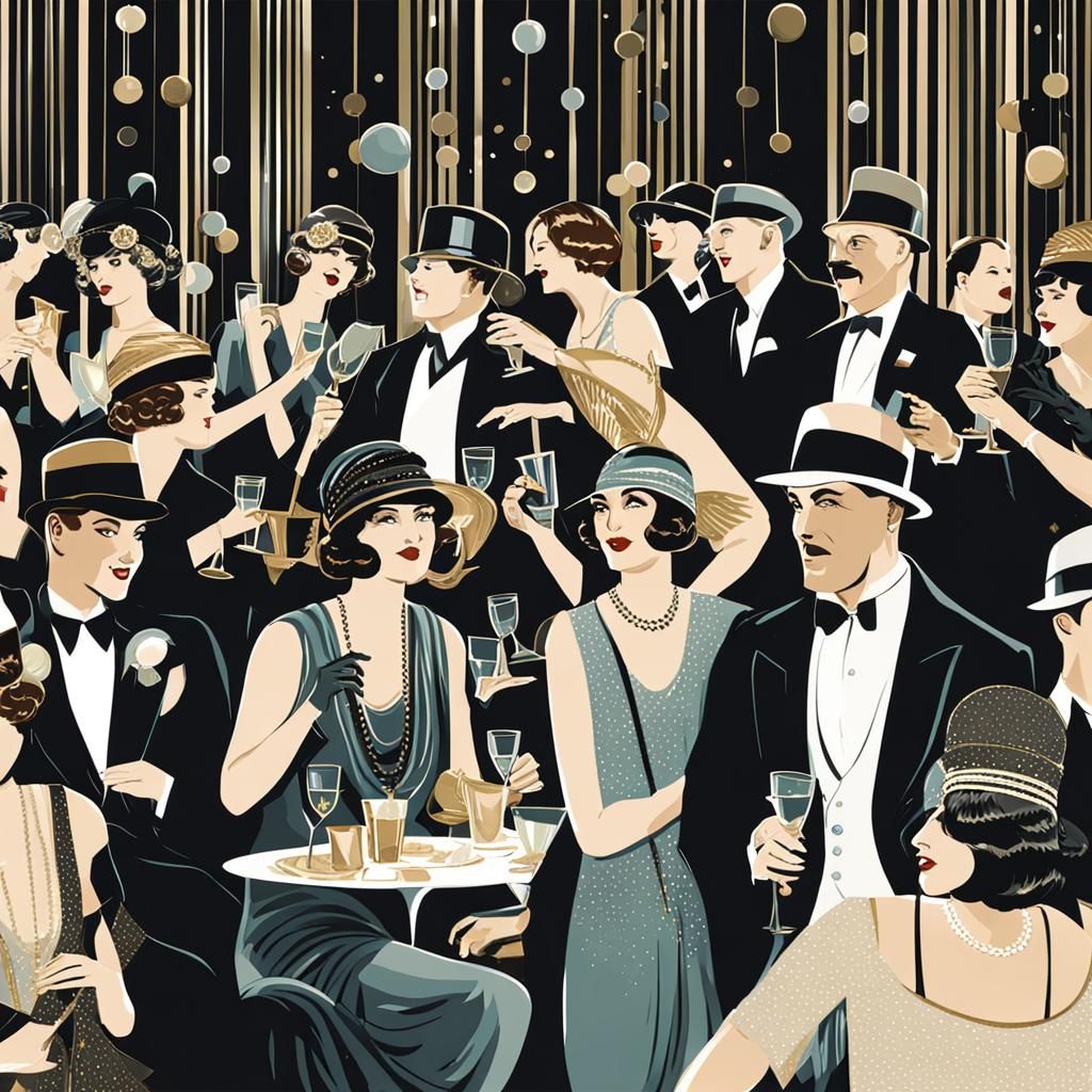 Roaring 1920s Celebration Party Illustration