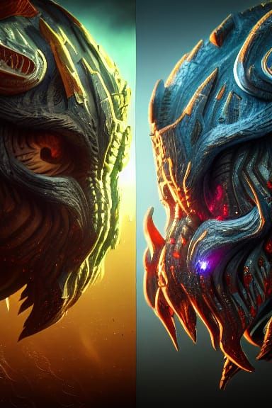 Cataclysmic Astral Battle in Space Horror Style