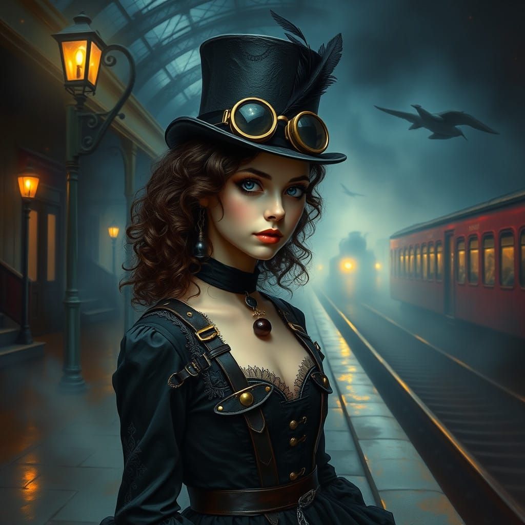 Goth Girl in Steampunk Elegance