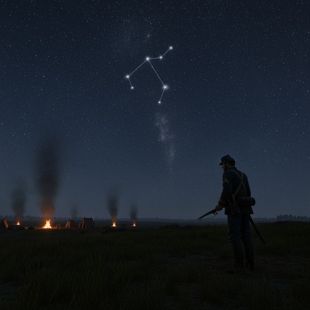 Civil War Soldier Under Starry Night Sky