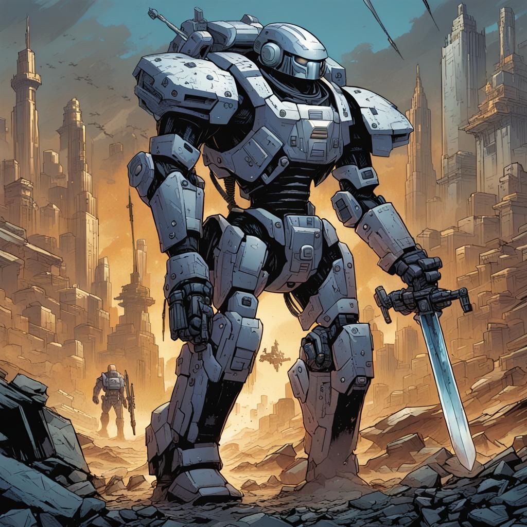 Mech Suit in Apocalypse, Comic Book Art