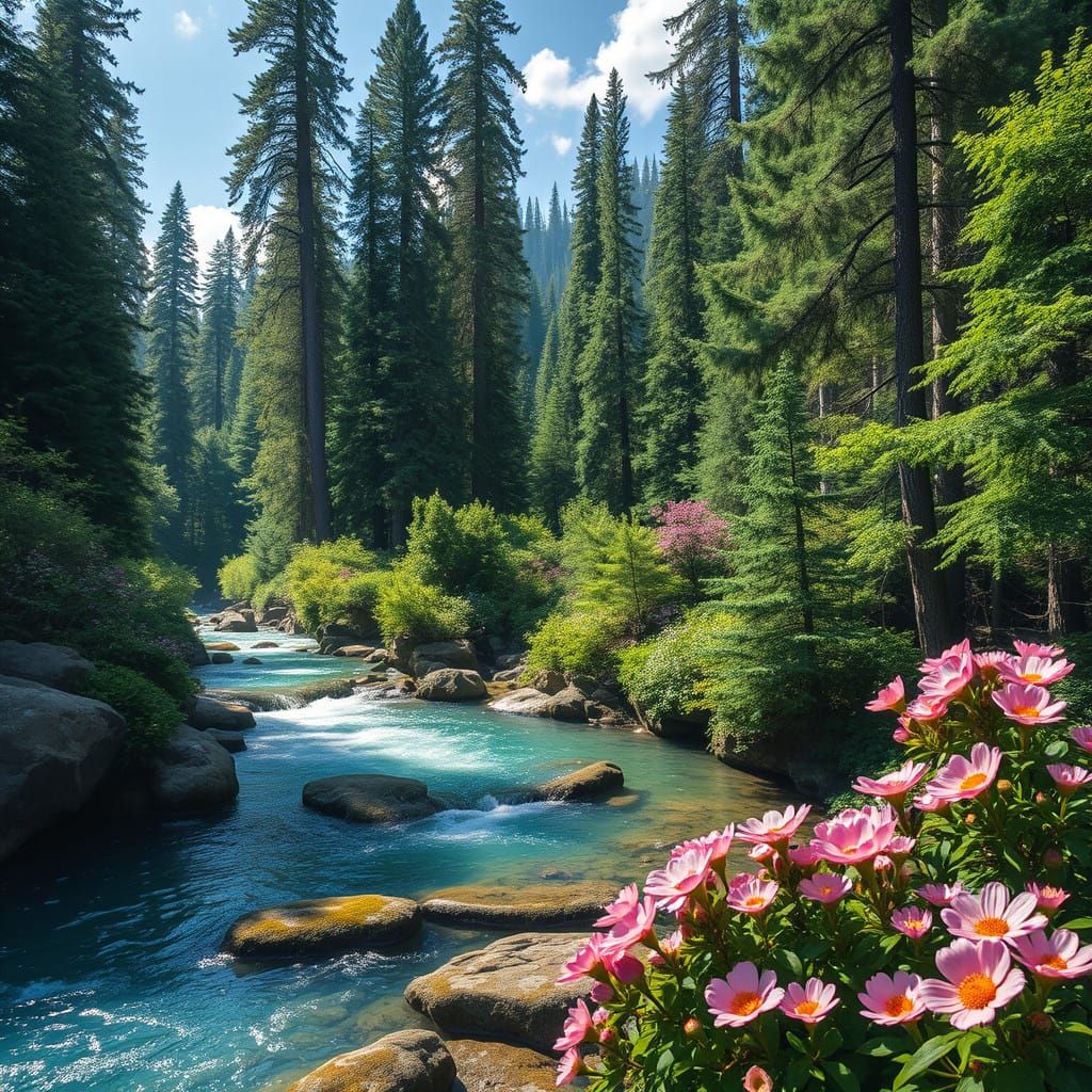 Vibrant Emerald Forest in a Dazzling Aesthetic