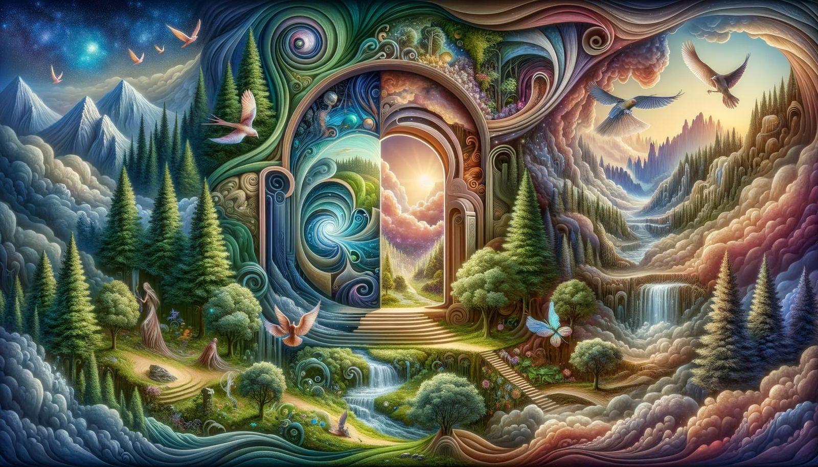 Vibrant Scenes Within Dreamlike Worlds