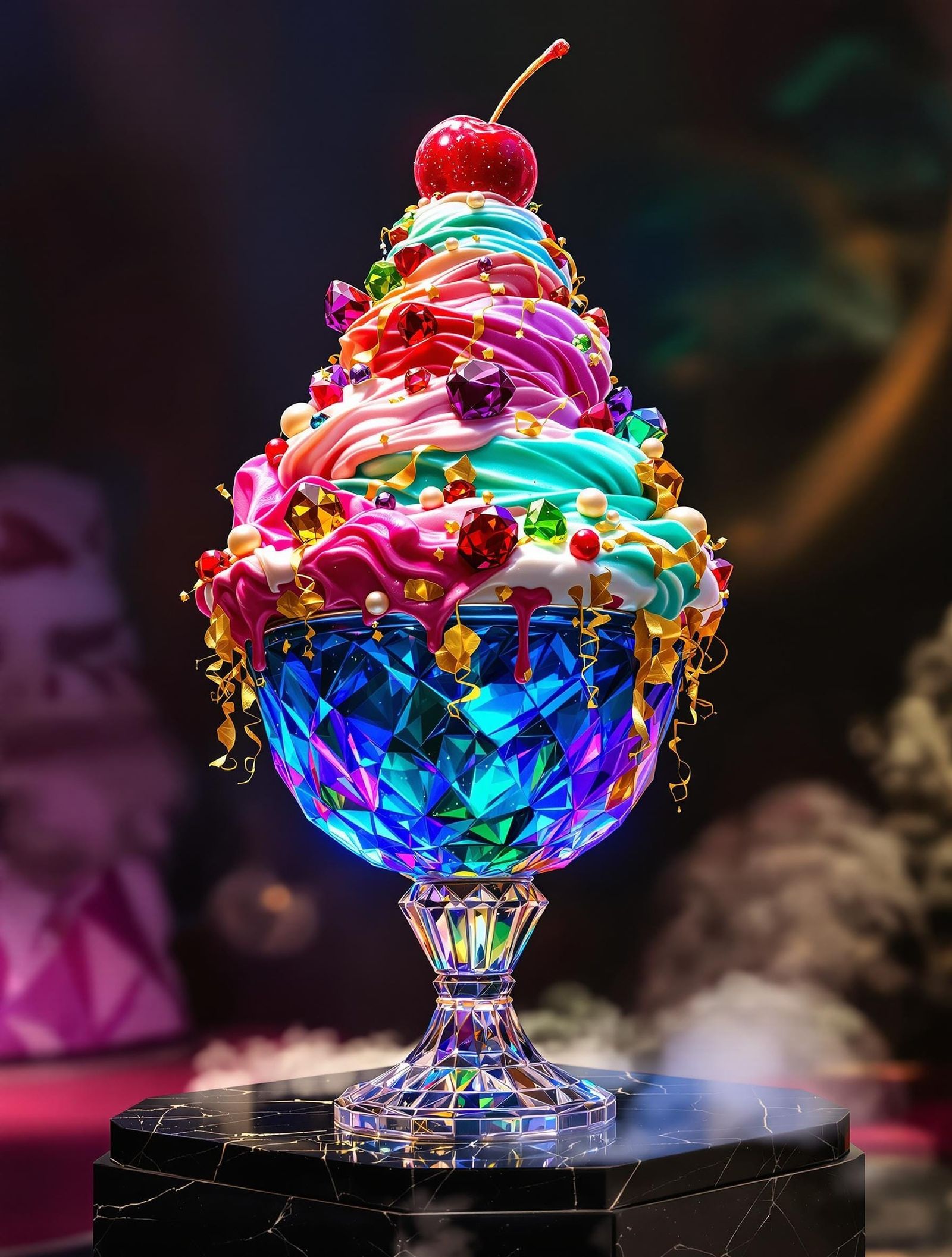 Luxurious Jewel-Toned Sundae in a Crystal Chalice