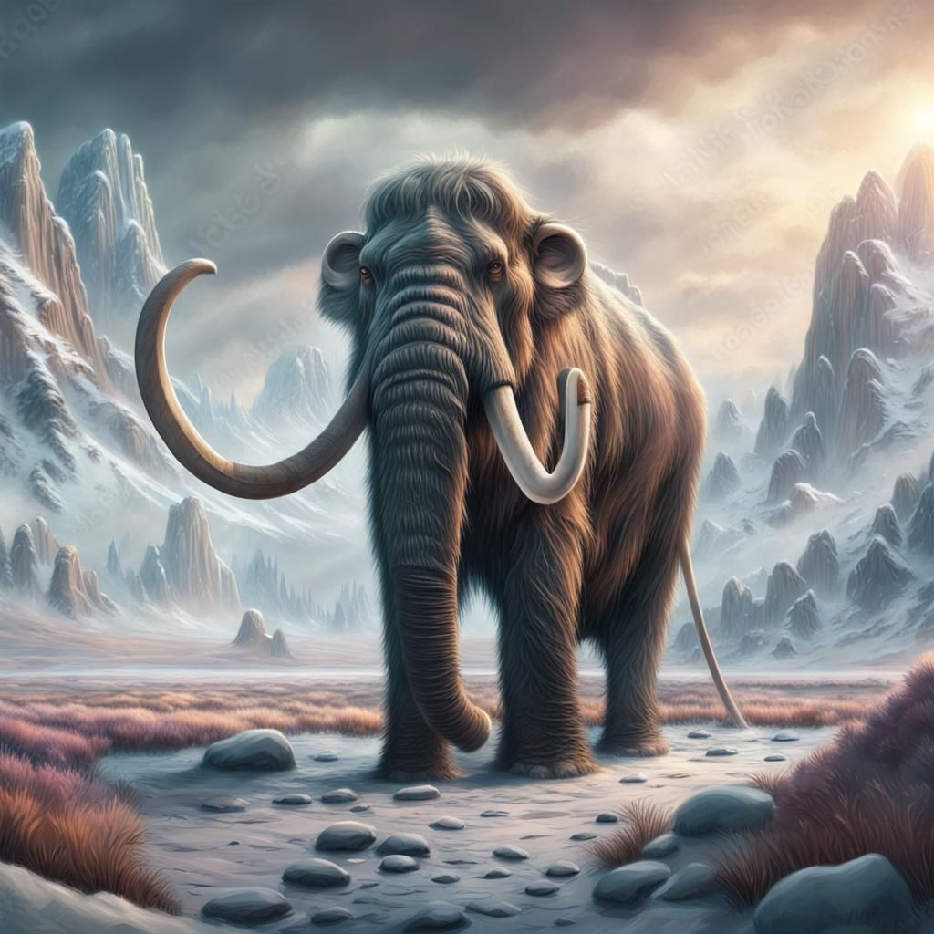 Woolly Mammoth in a Cinematic Pastel Landscape