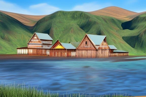 Colorful Palafitos of Chiloe: Fantasy Matte Painting