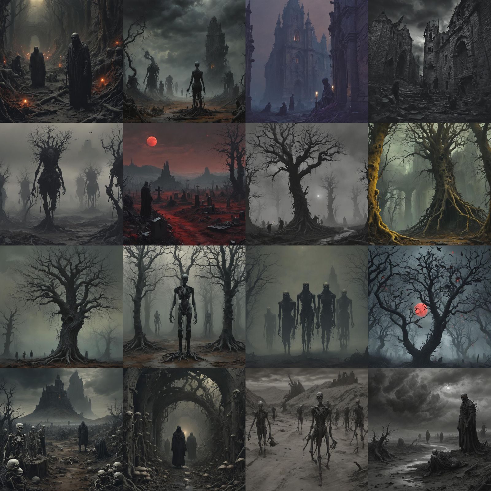 Gothic World of Undead Creatures in Beksiński Art Style