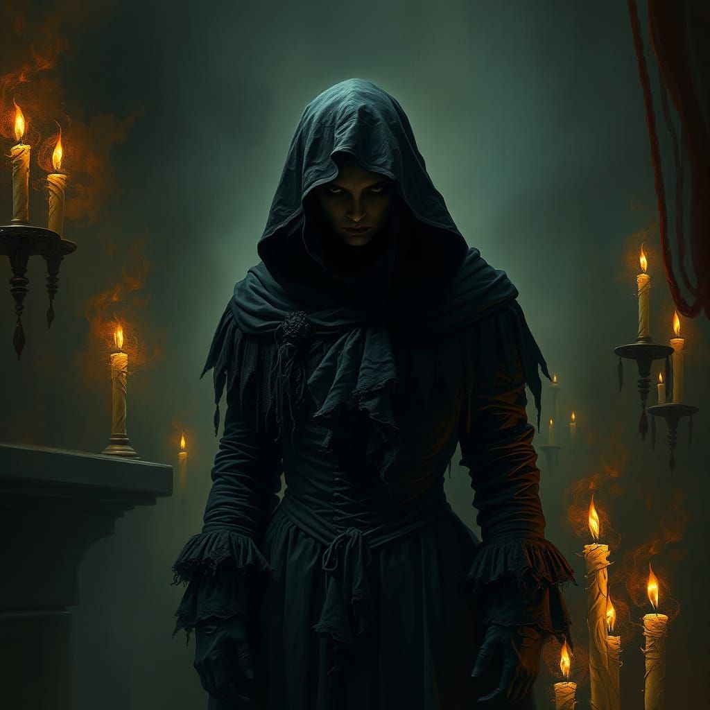 Haunting Victorian Figure in Mystical Candlelight